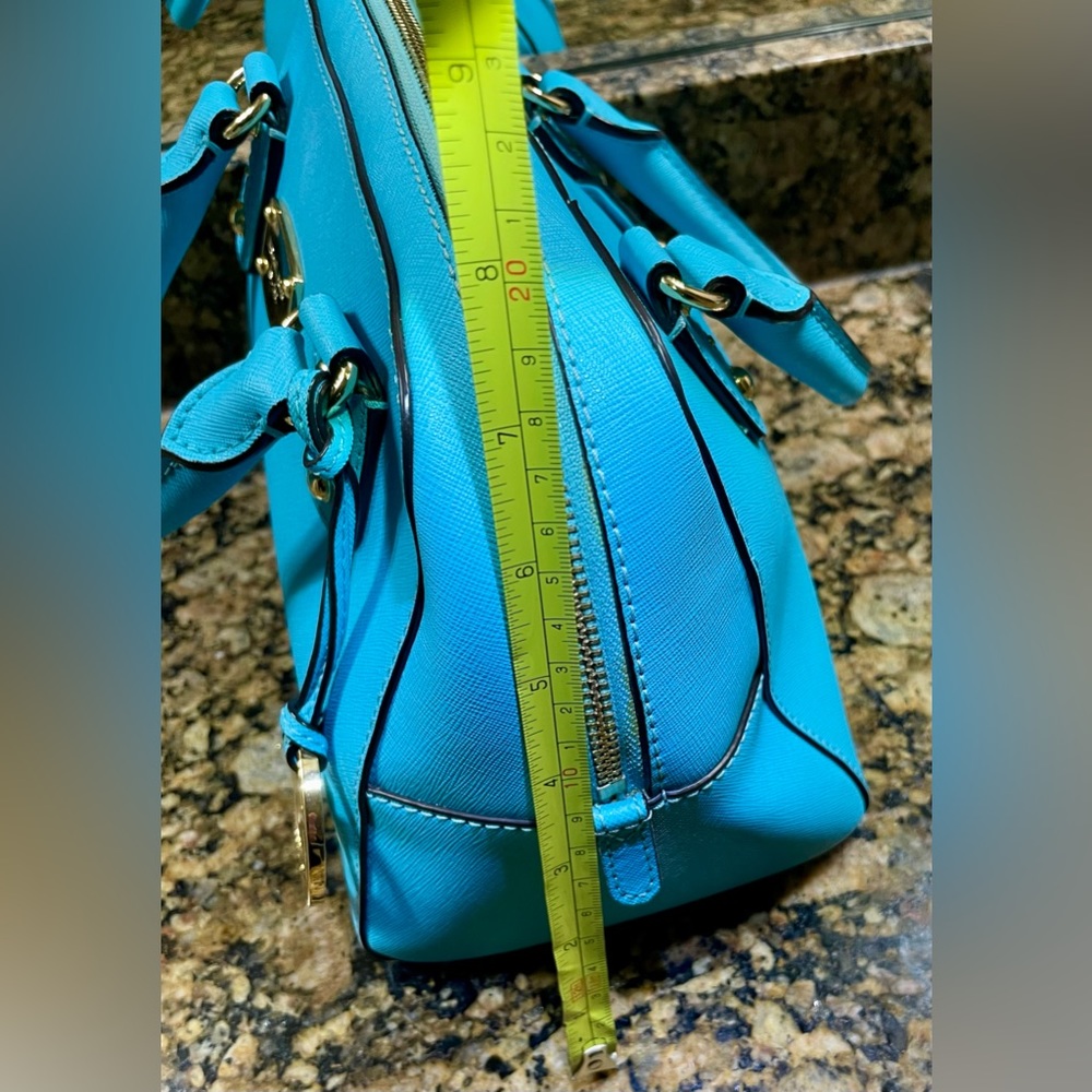 Michael Kors Satchel Bag Purse Removable Crossbody Rare Aqua Color Preloved - Picture 11 of 13